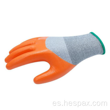 Guantes de trabajo recubiertos con nitrilo Hespax Anti-Cut 3/4 recubierto de nitrilo